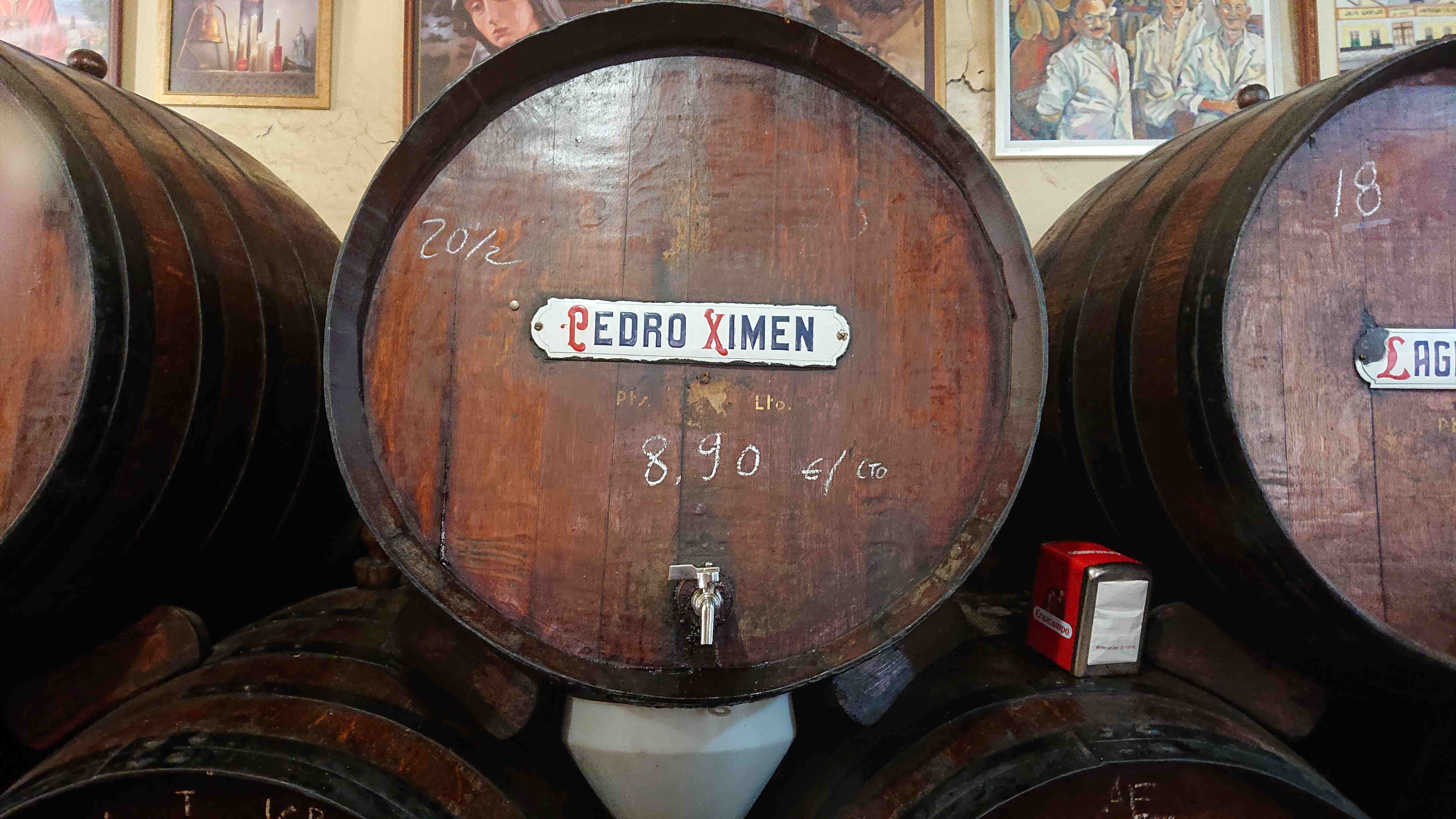 Vintønde med vin fra druen Pedro Ximen